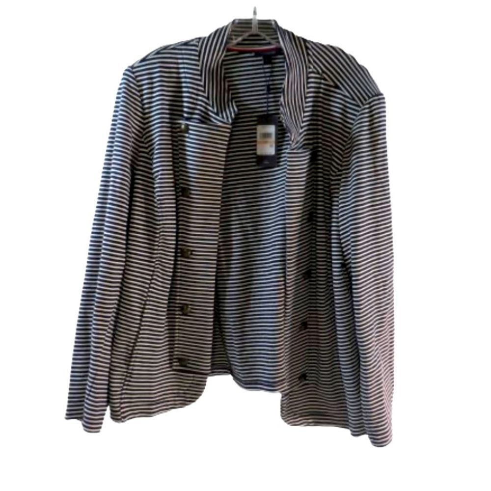 Tommy Hilfiger - Jacket - Black/White Striped - Women's Size 2XL - New W/Tag